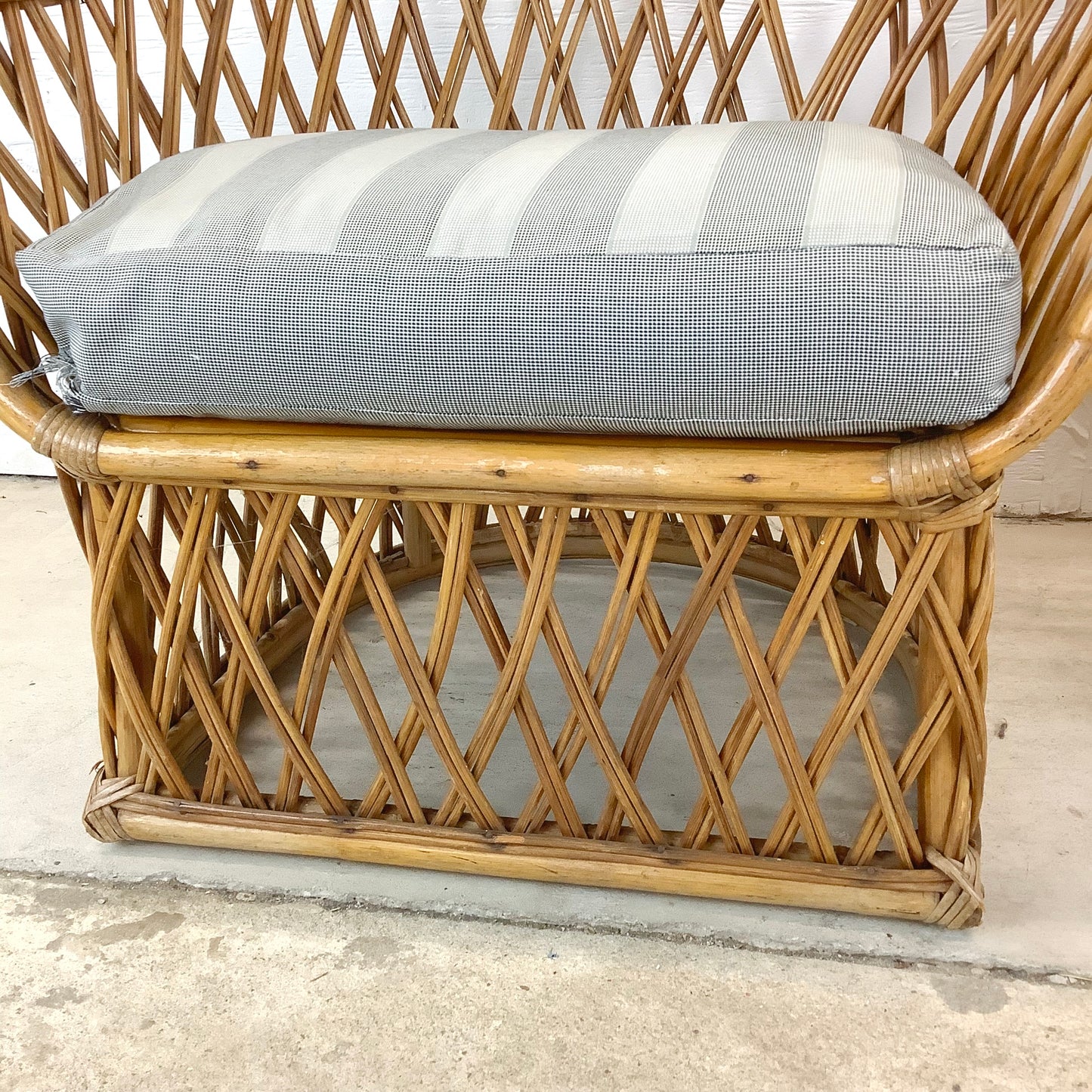 Vintage Split Reed Coastal Accent Chairs