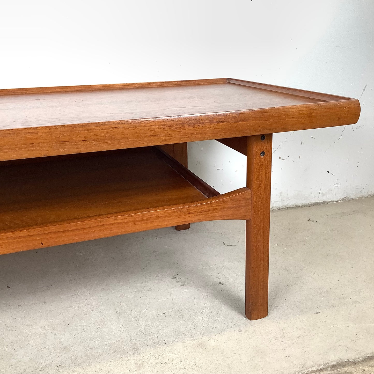 Scandinavian Modern Teak Raised Edge Coffee Table