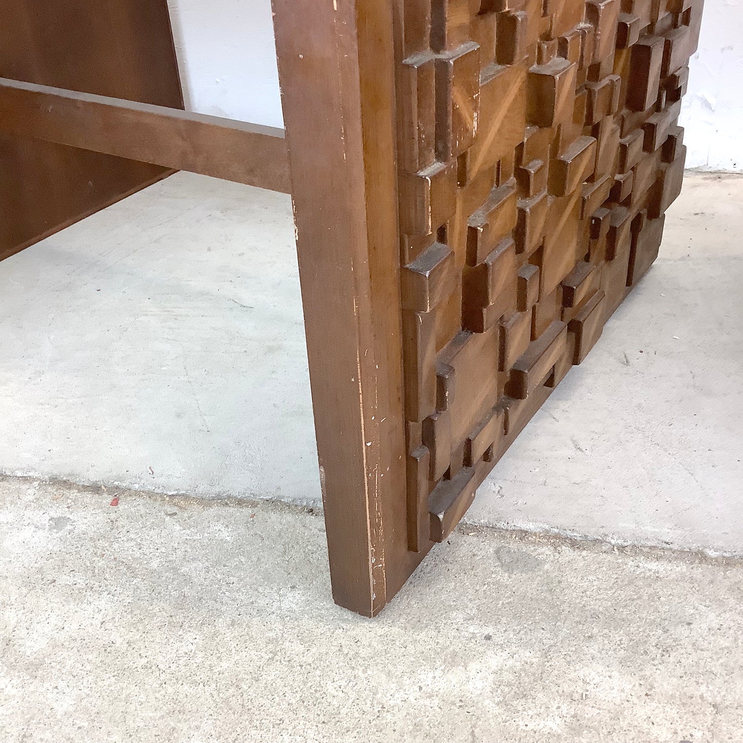 Pair Brutalist Modern Glass Top End Tables
