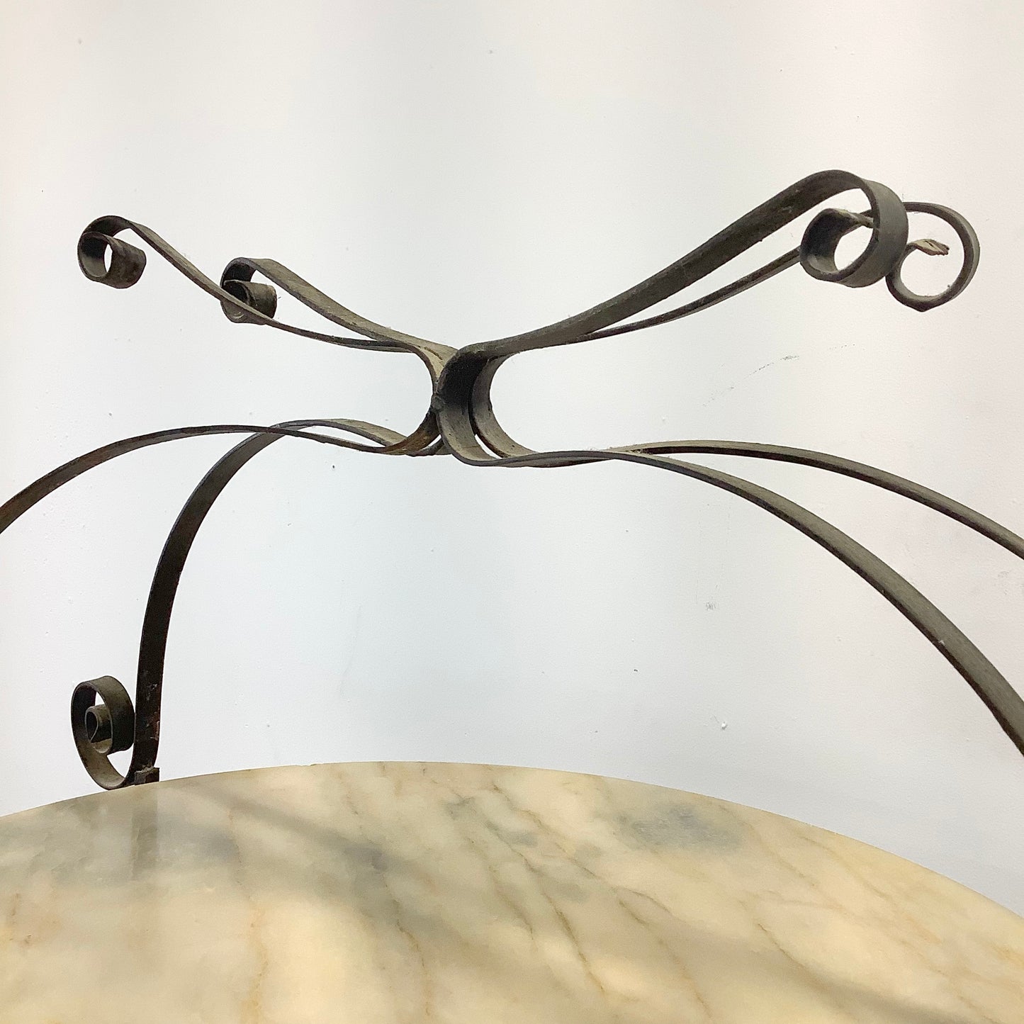Vintage Round Etagere in Iron and Marble