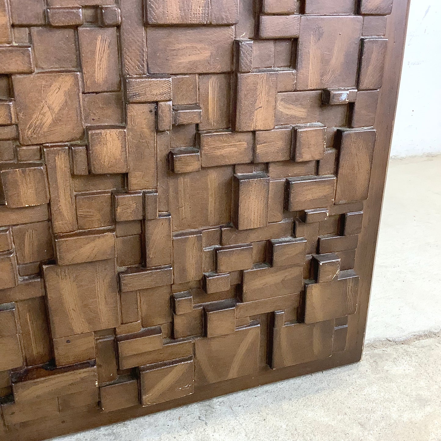 Pair Brutalist Modern Glass Top End Tables