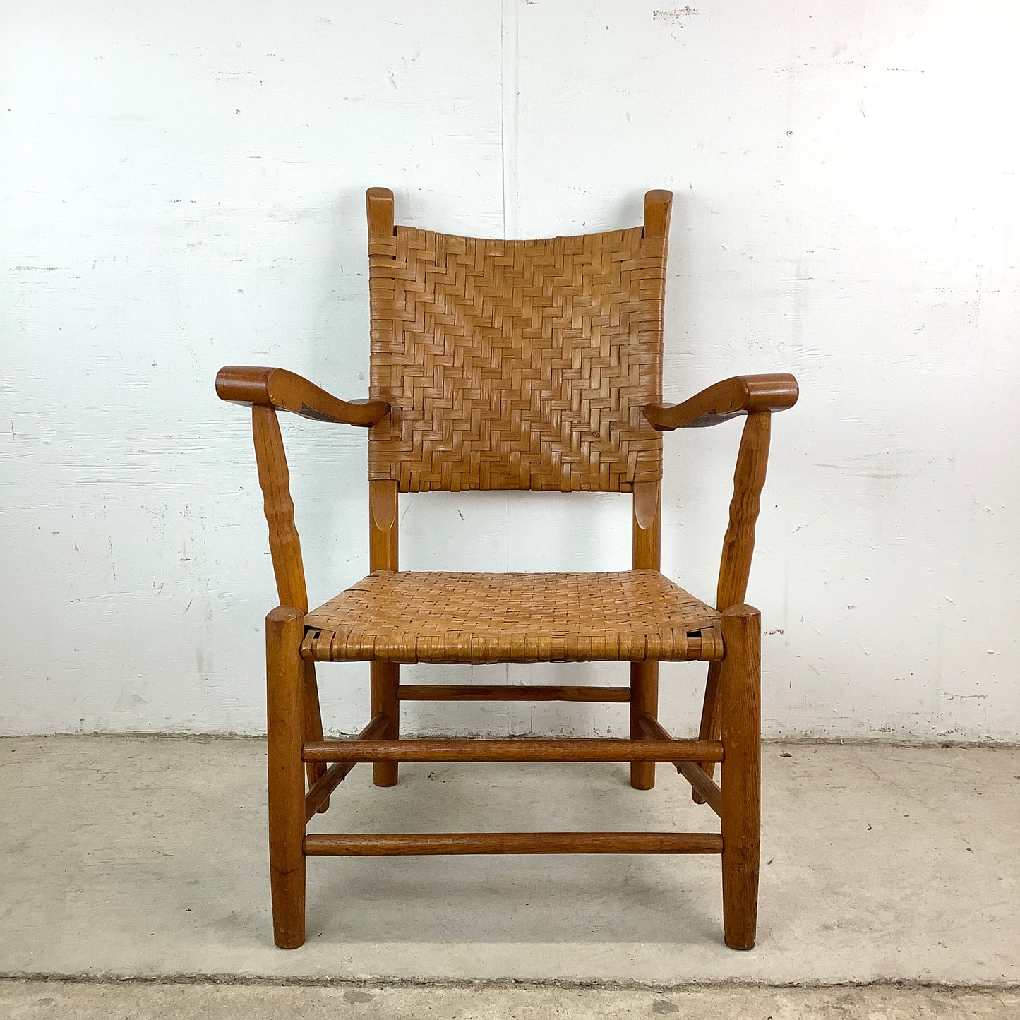 Rustic Vintage Rattan Back Armchair