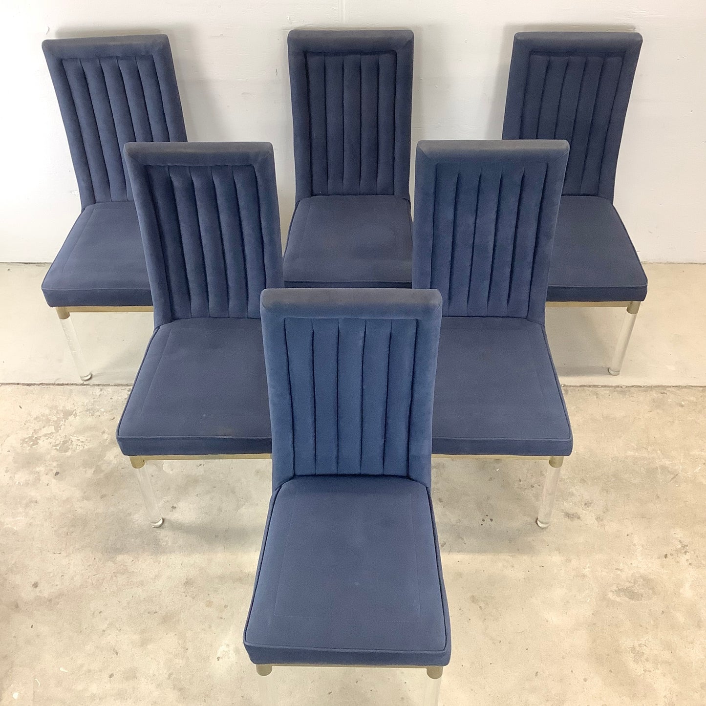 Vintage Modern Dining Chairs w/ Lucite Legs by Charles Hollis Jones- Six