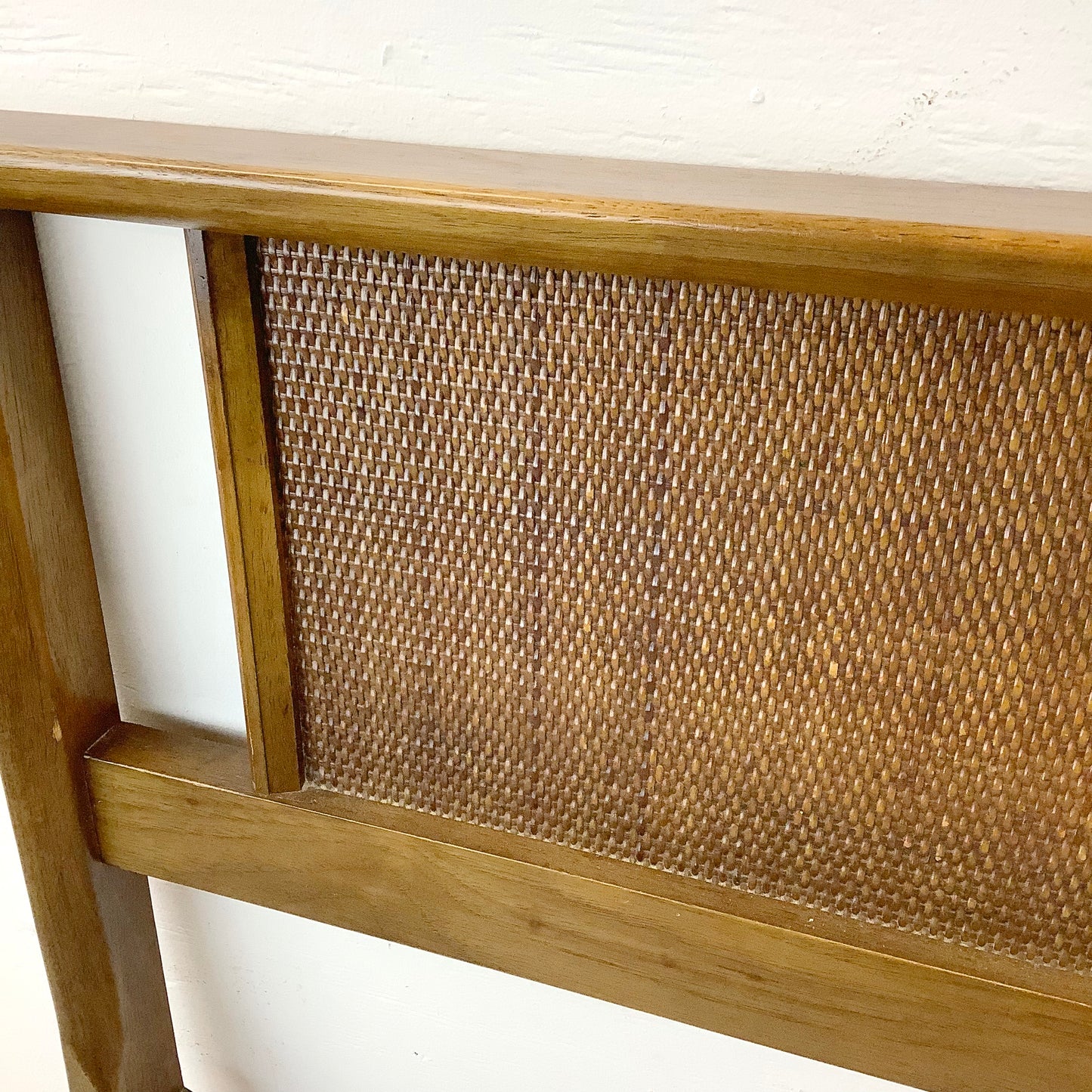 Mid-Century Walnut and Cane Headboard- King Size