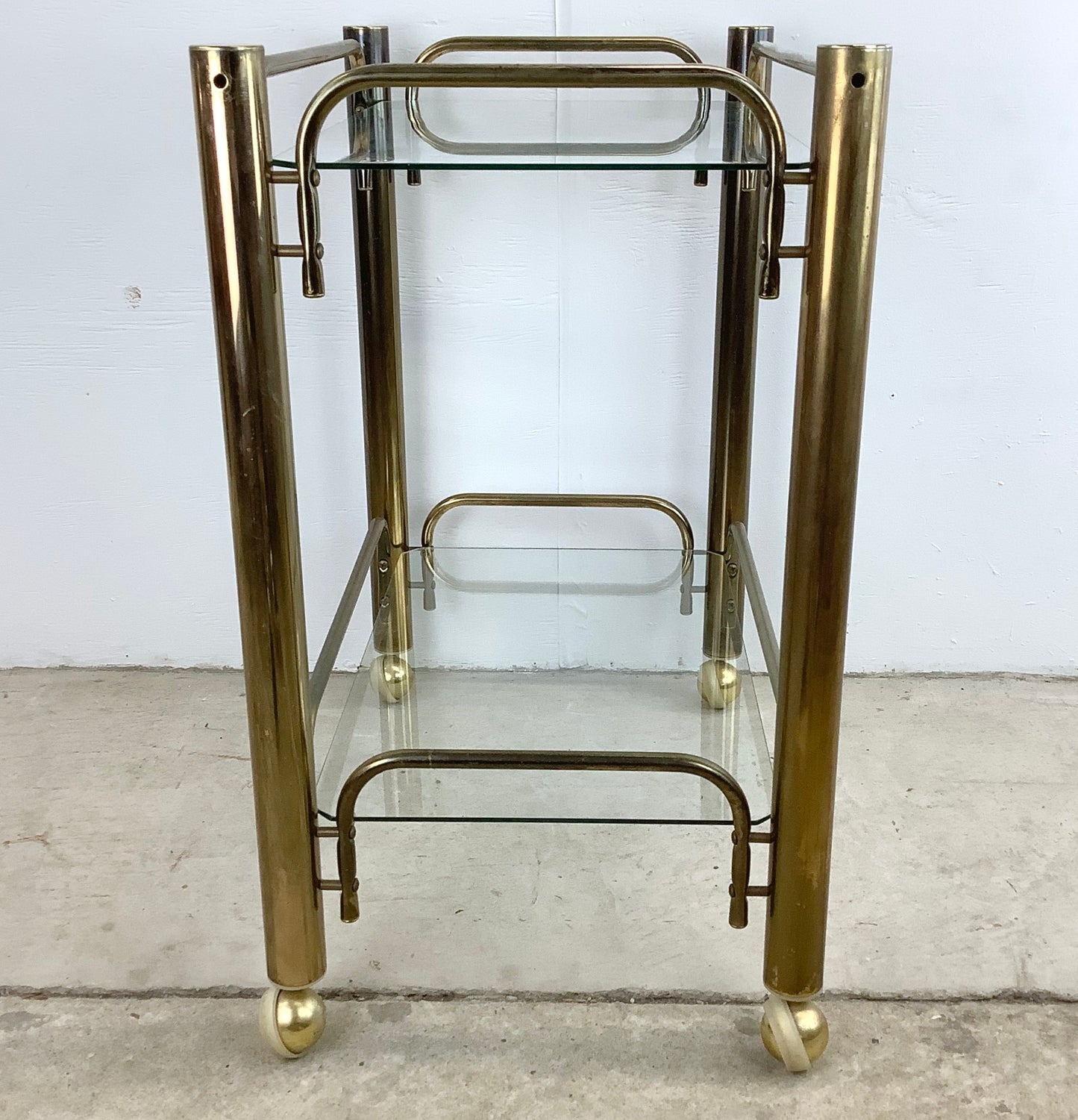 Vintage Modern Brass Finish Bar Cart
