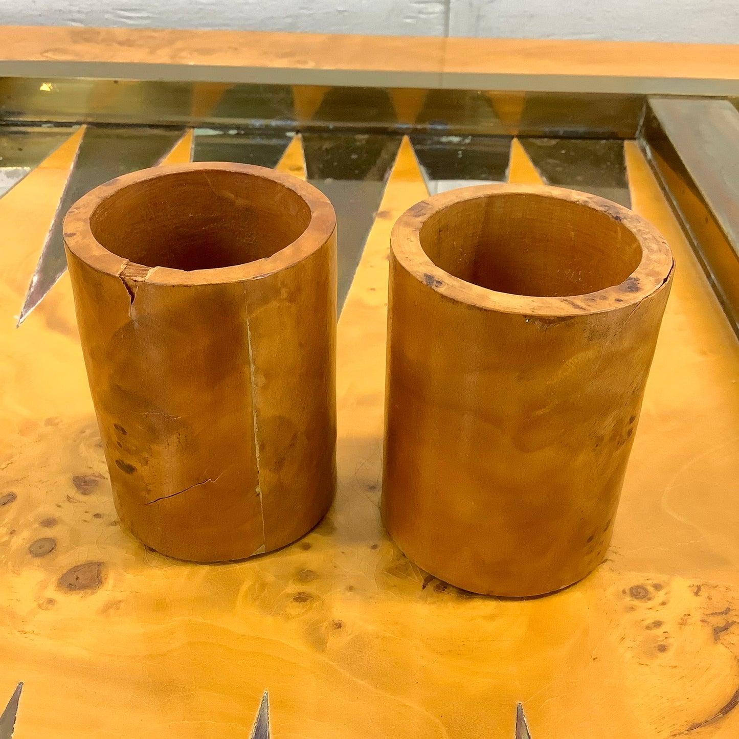 Tommaso Barbi Brass and Burl Backgammon Game Table