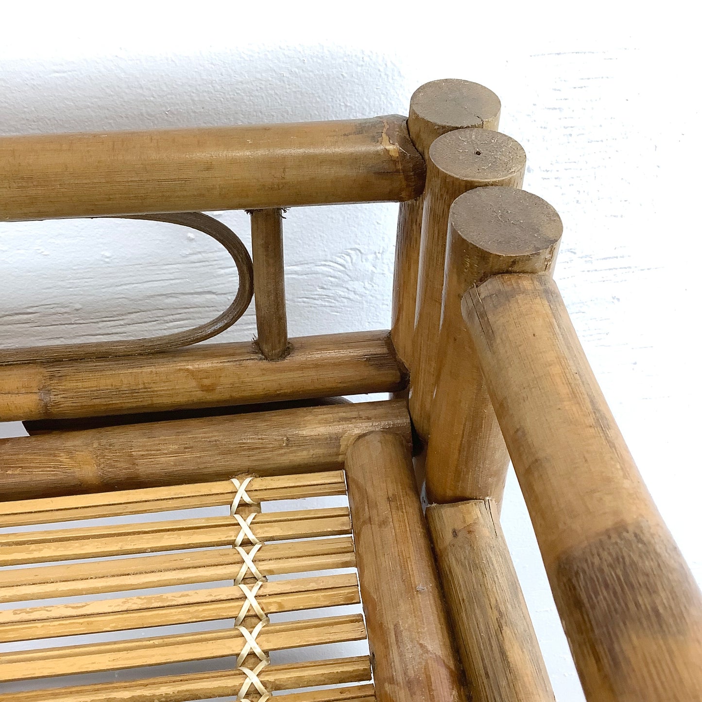 Vintage Boho Modern Bamboo Bar Cart