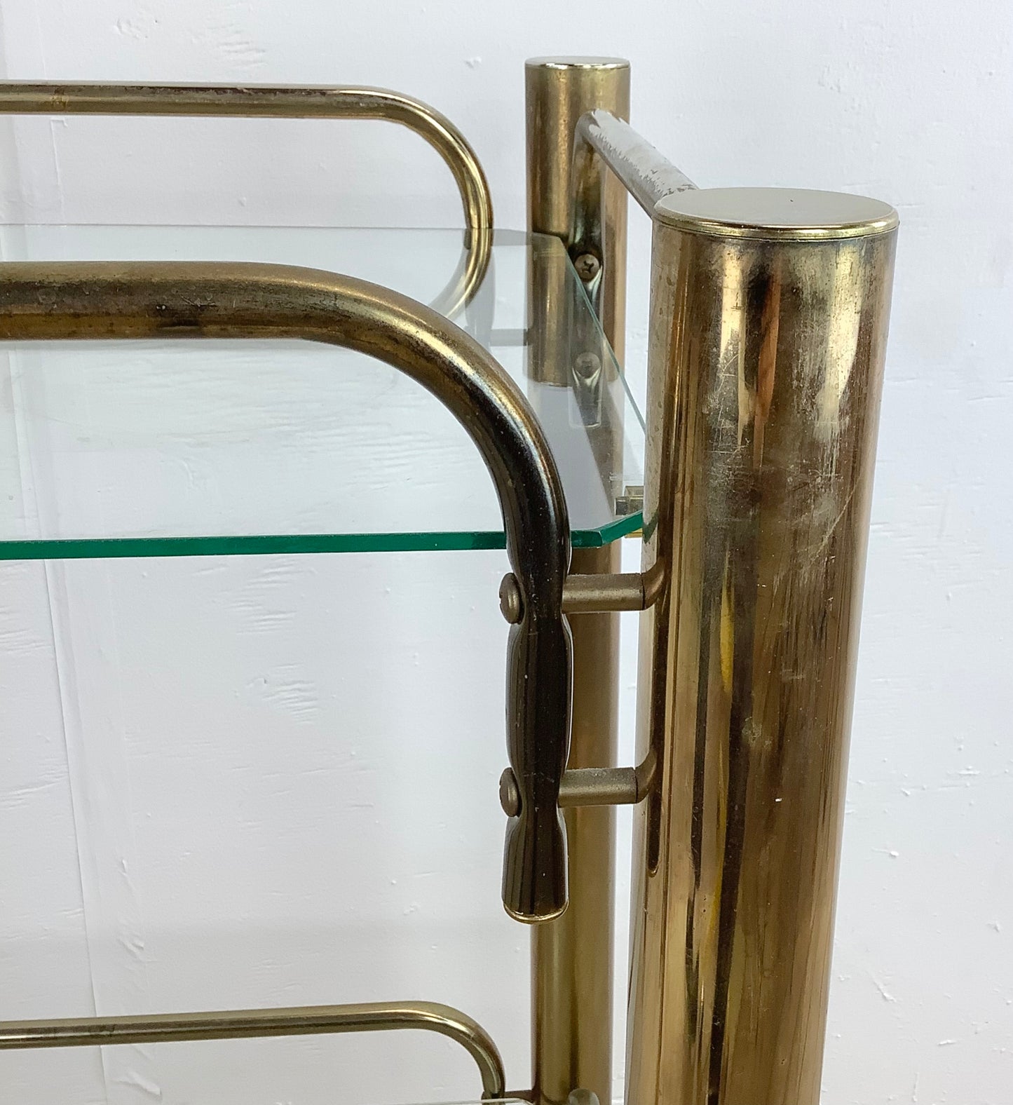 Vintage Modern Brass Finish Bar Cart