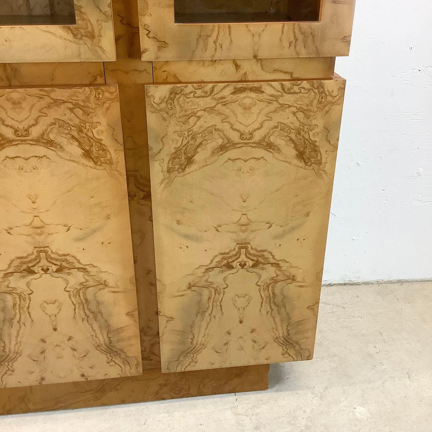 Vintage Modern Burl Style Curio Display Cabinet