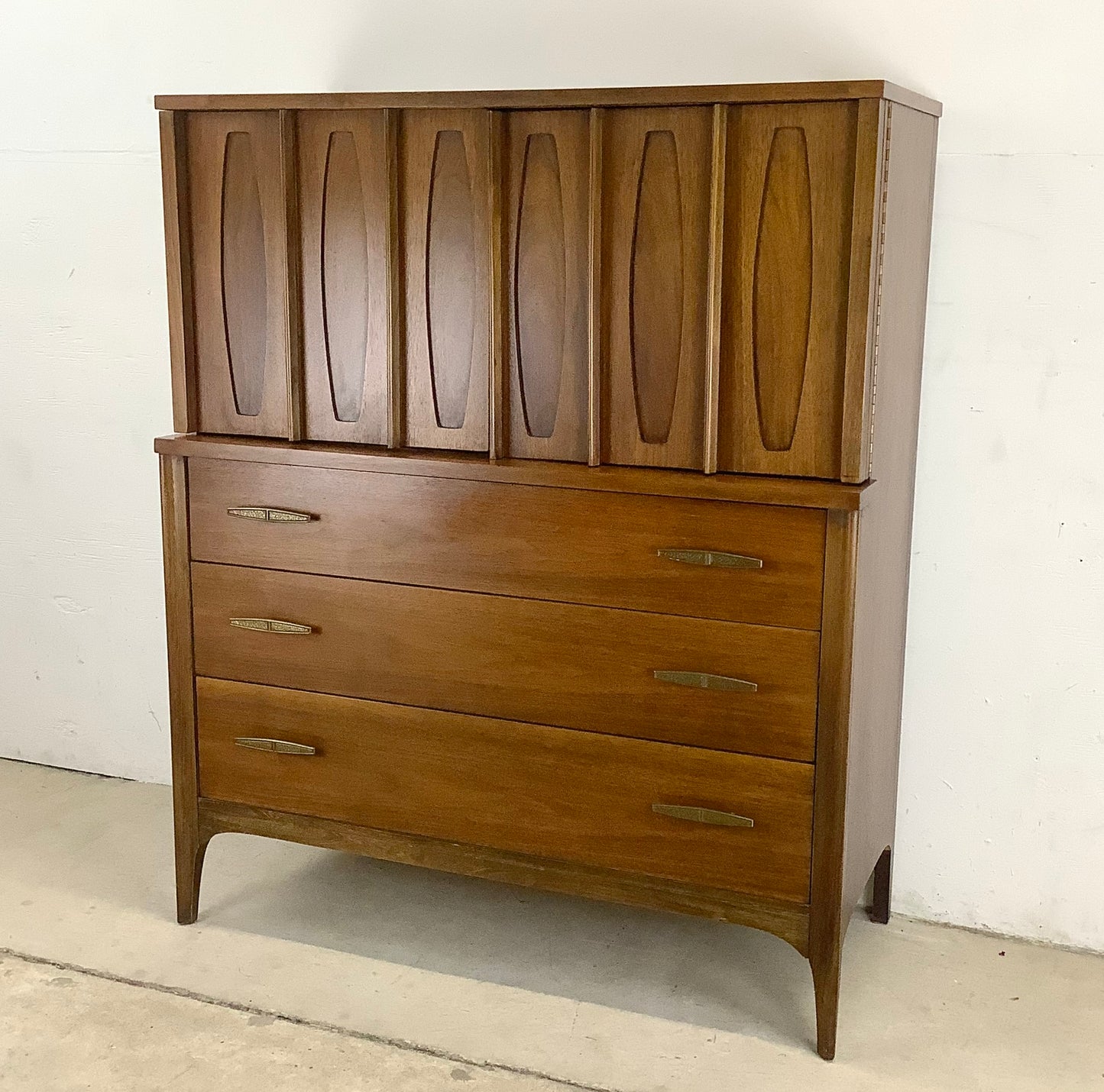 Mid-Century Kent Coffey Style Walnut Highboy Dresser