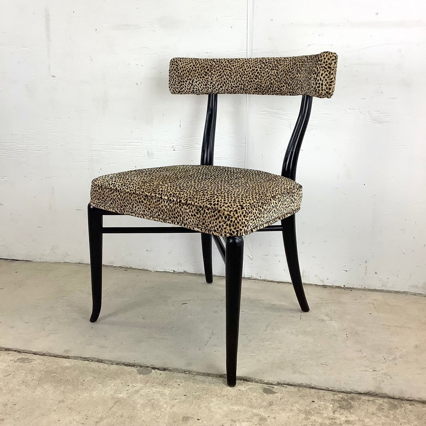Vintage Modern Klismos Chair in Leopard Print attributed T.H. Robsjohn-Gibbings