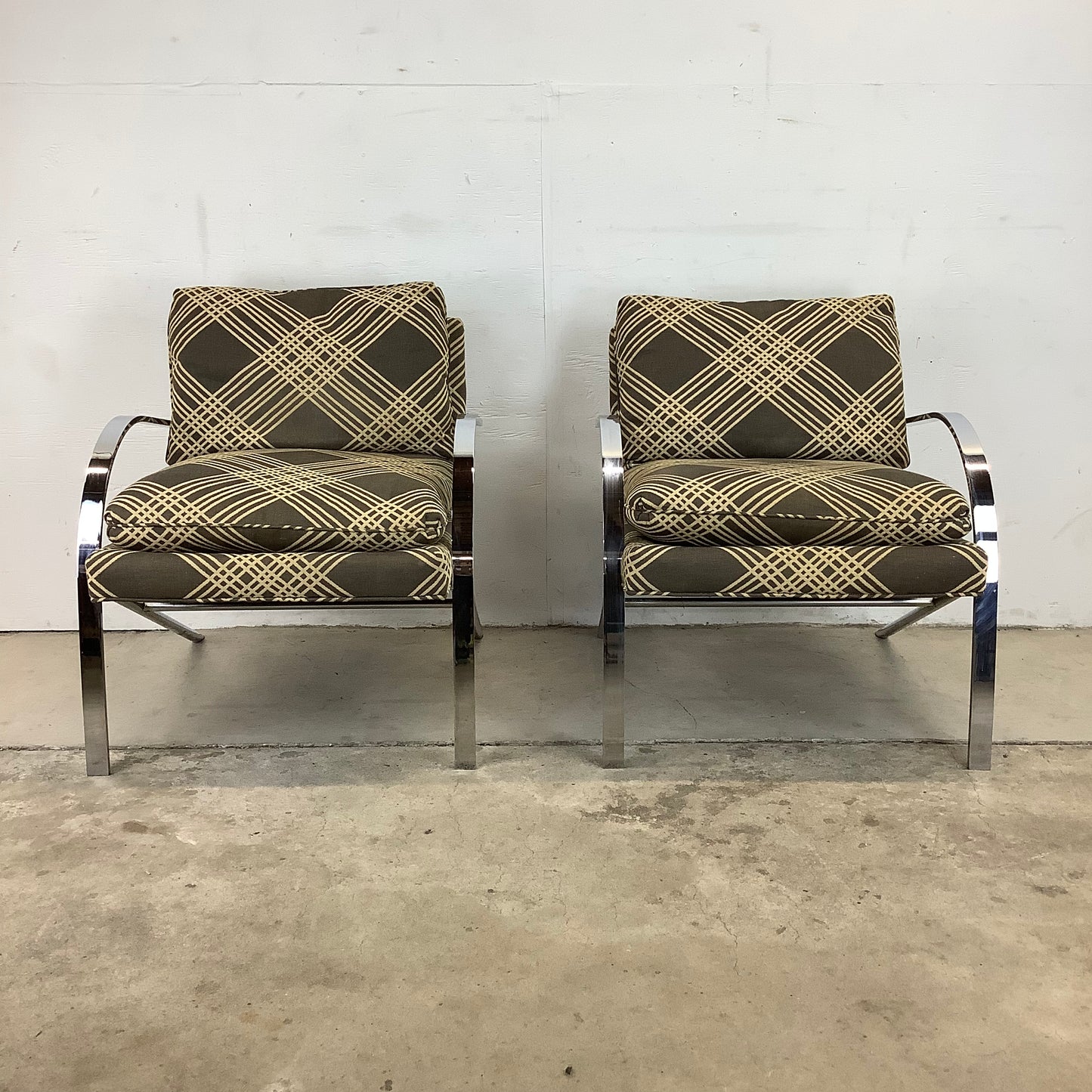 Pair of Mid-Century Chrome "Arco" Lounge Chairs attr. Paul Tuttle