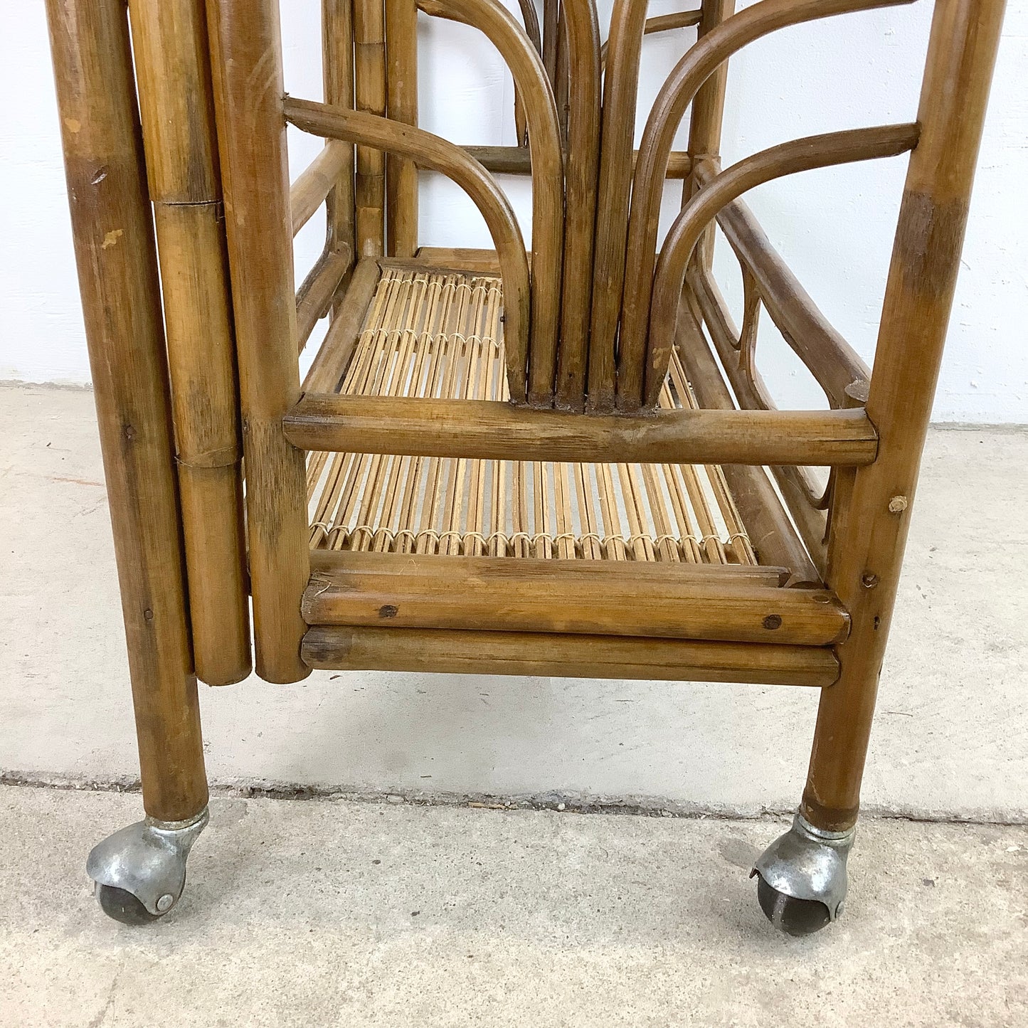 Vintage Boho Modern Bamboo Bar Cart