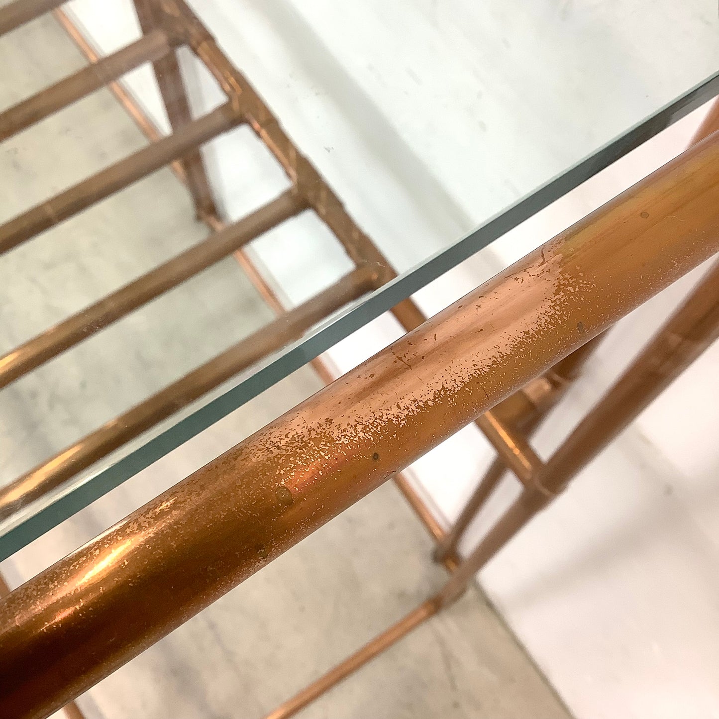 Unique Copper Pipe Baker's Rack with Glass Counter