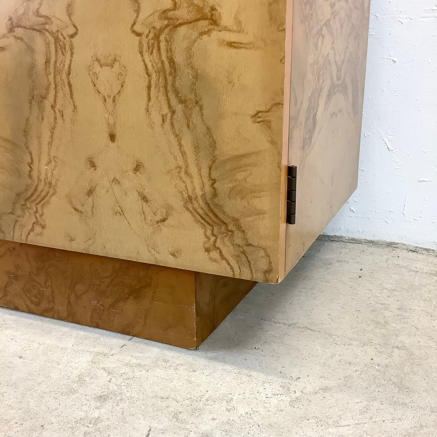 Vintage Modern Burl Style Curio Display Cabinet
