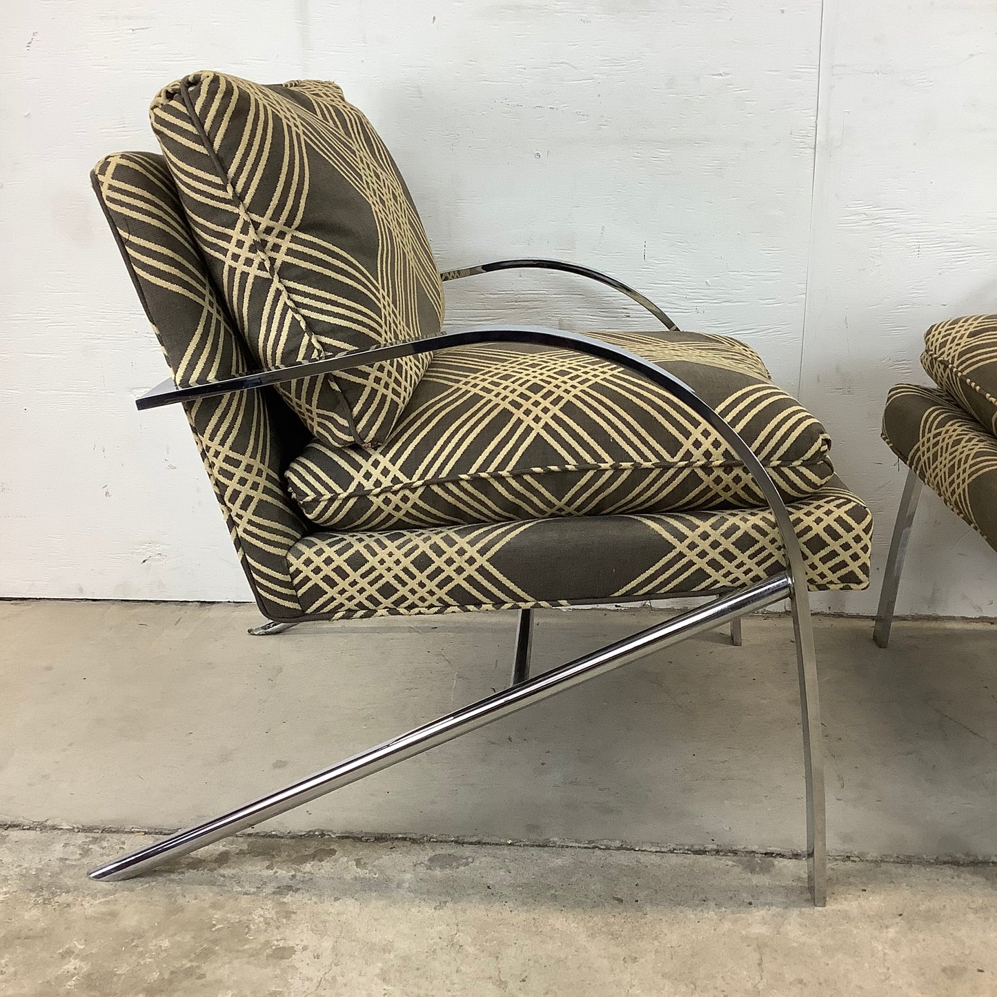 Pair of Mid-Century Chrome "Arco" Lounge Chairs attr. Paul Tuttle