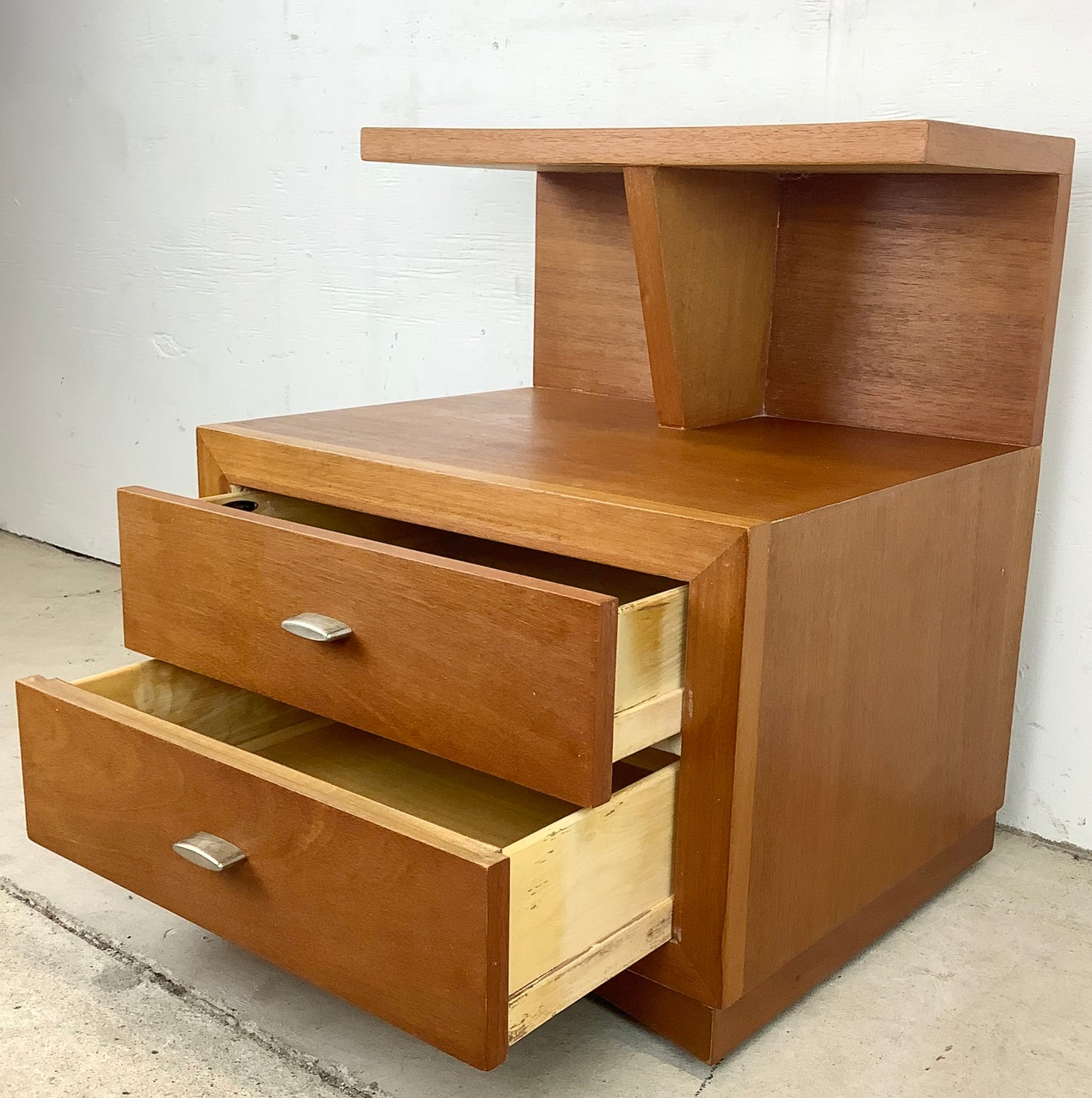 Large Two-Tier Sculptural Mid-Century Nightstand by Phenix