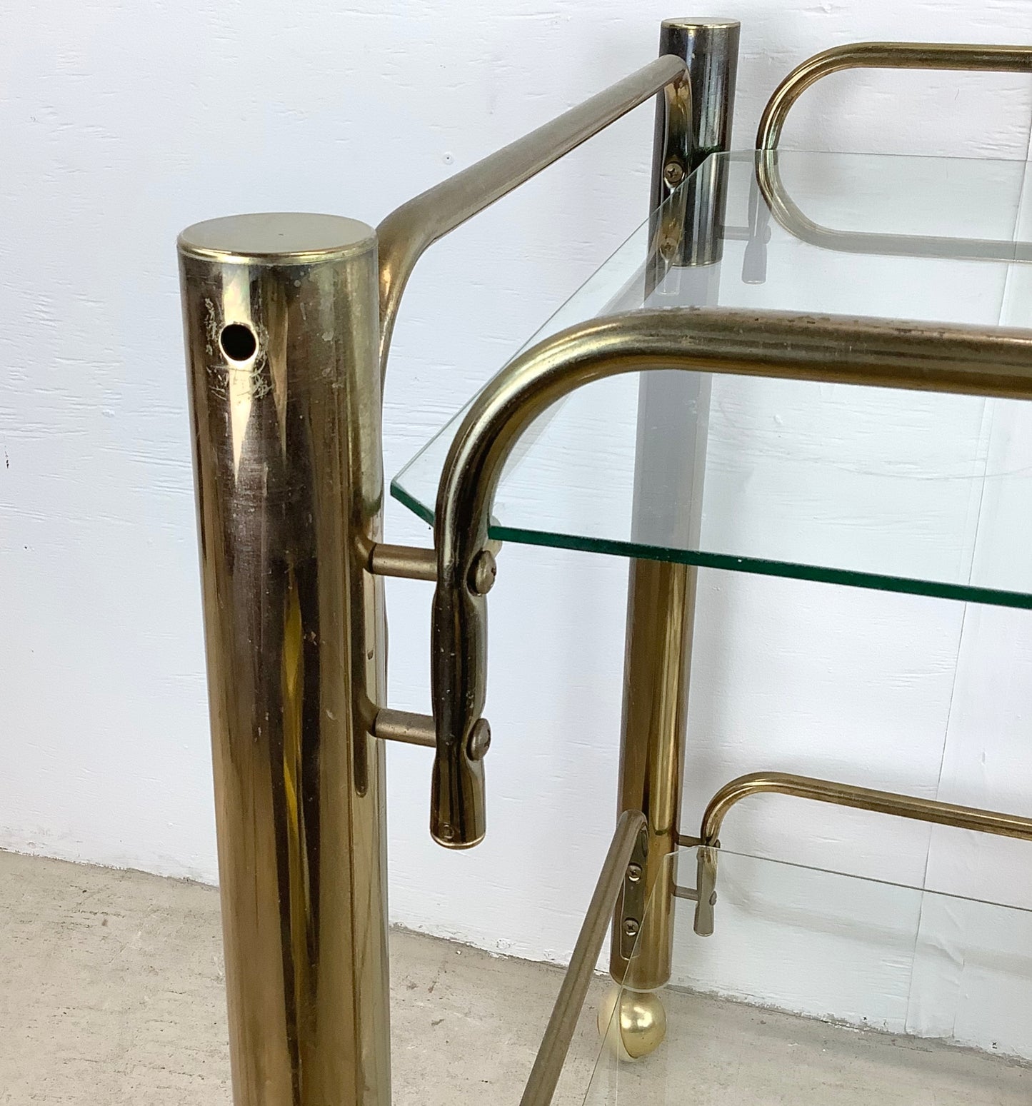 Vintage Modern Brass Finish Bar Cart