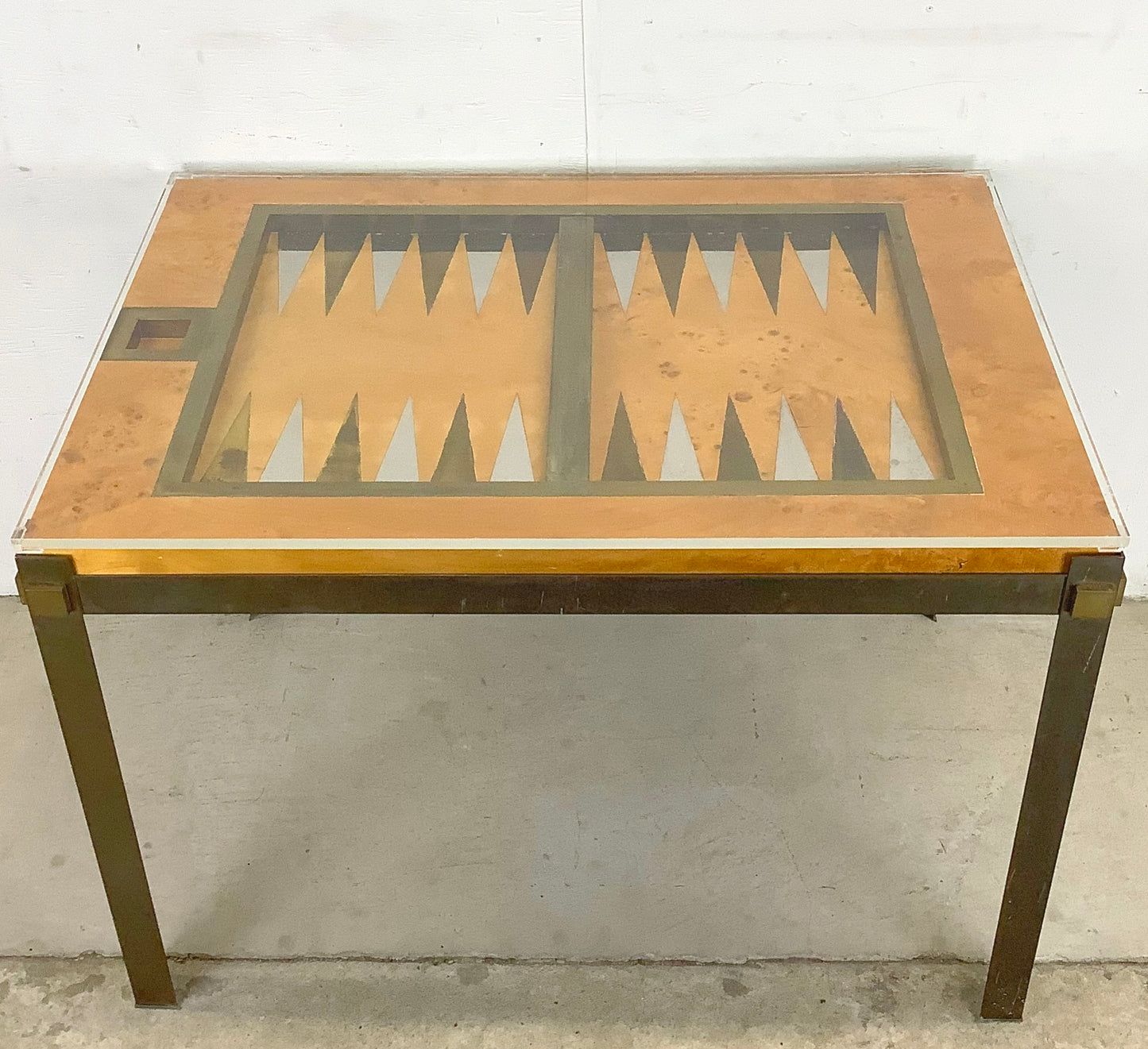 Tommaso Barbi Brass and Burl Backgammon Game Table
