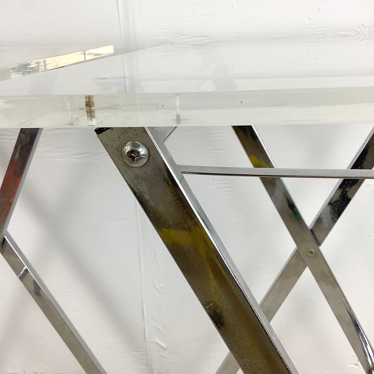 Mid-Century Lucite and Chrome Folding Tray Table- a pair