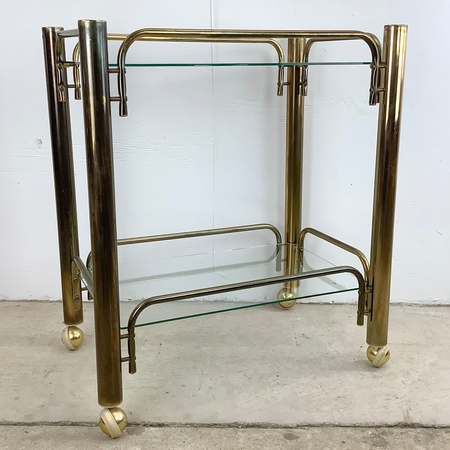 Vintage Modern Brass Finish Bar Cart