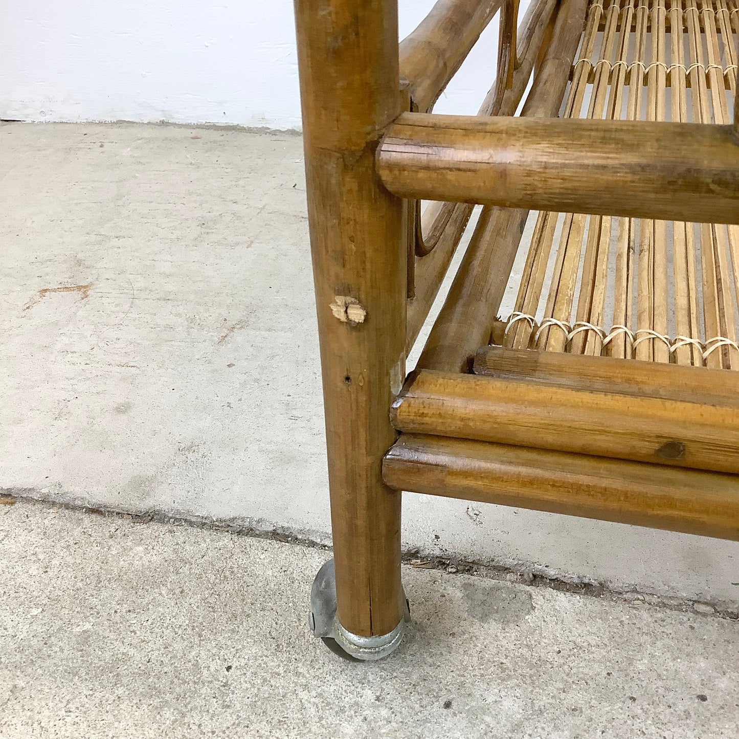 Vintage Boho Modern Bamboo Bar Cart