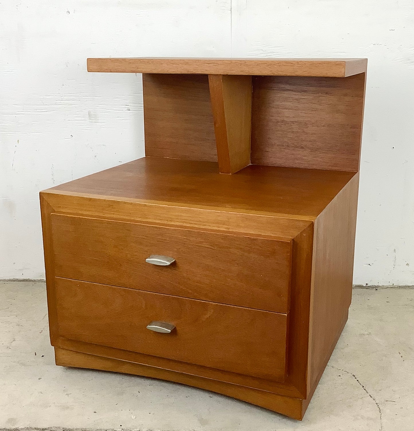 Large Two-Tier Sculptural Mid-Century Nightstand by Phenix