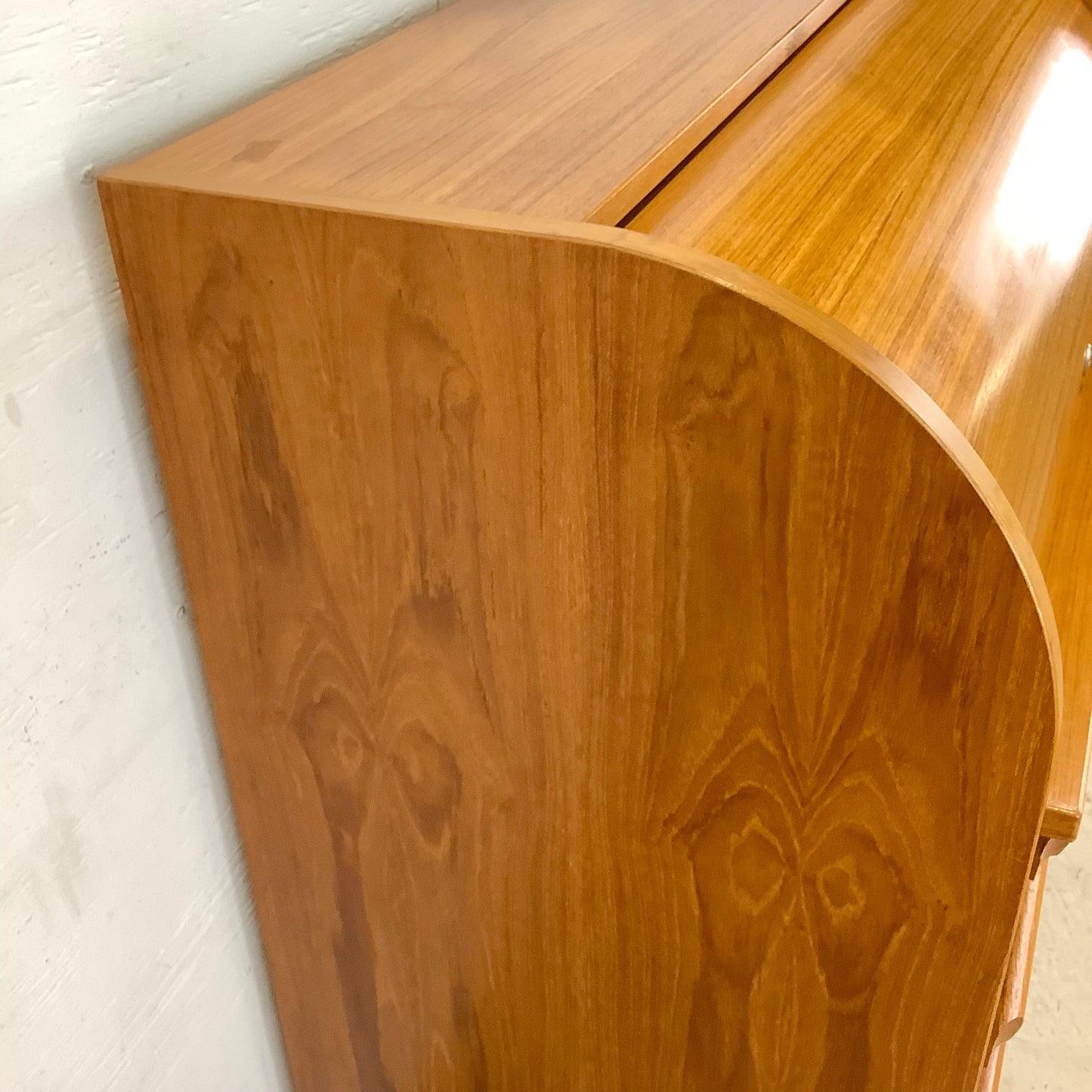 Vintage Teak Rolltop Secretary Desk- Danish Modern Style
