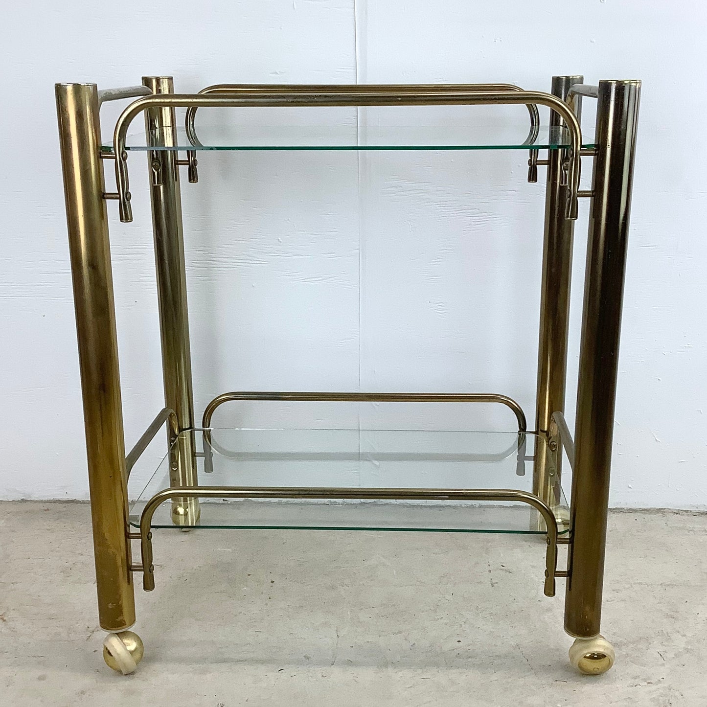 Vintage Modern Brass Finish Bar Cart