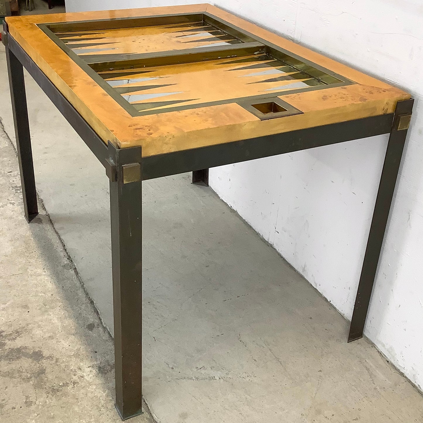 Tommaso Barbi Brass and Burl Backgammon Game Table