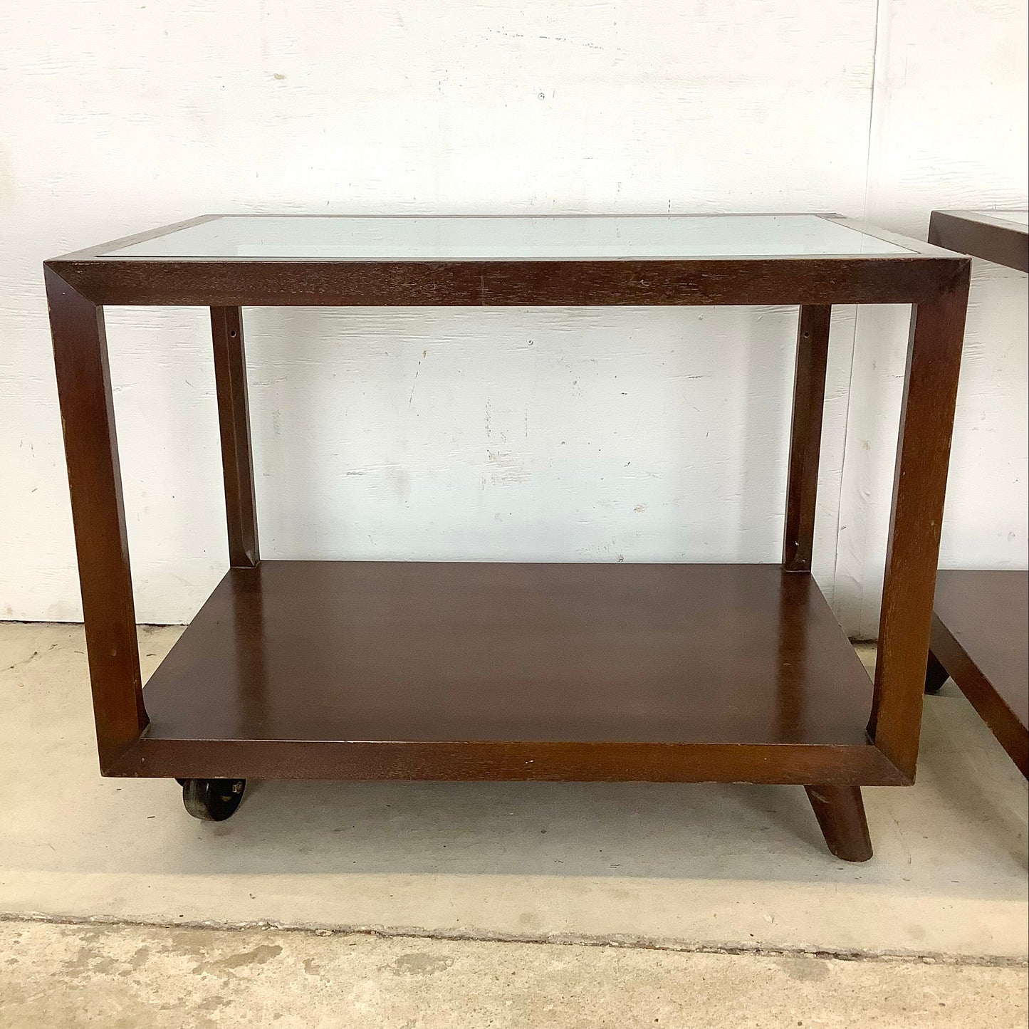 Mid-Century Glass Top Lamp Tables- Pair