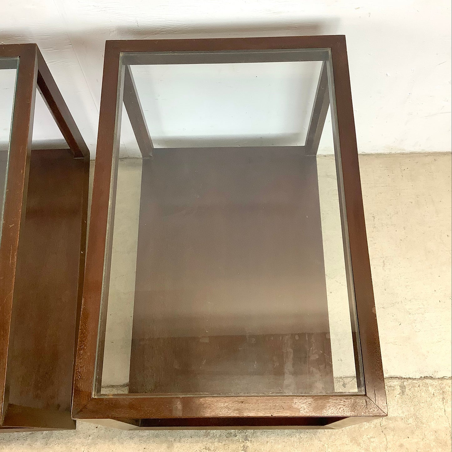 Mid-Century Glass Top Lamp Tables- Pair
