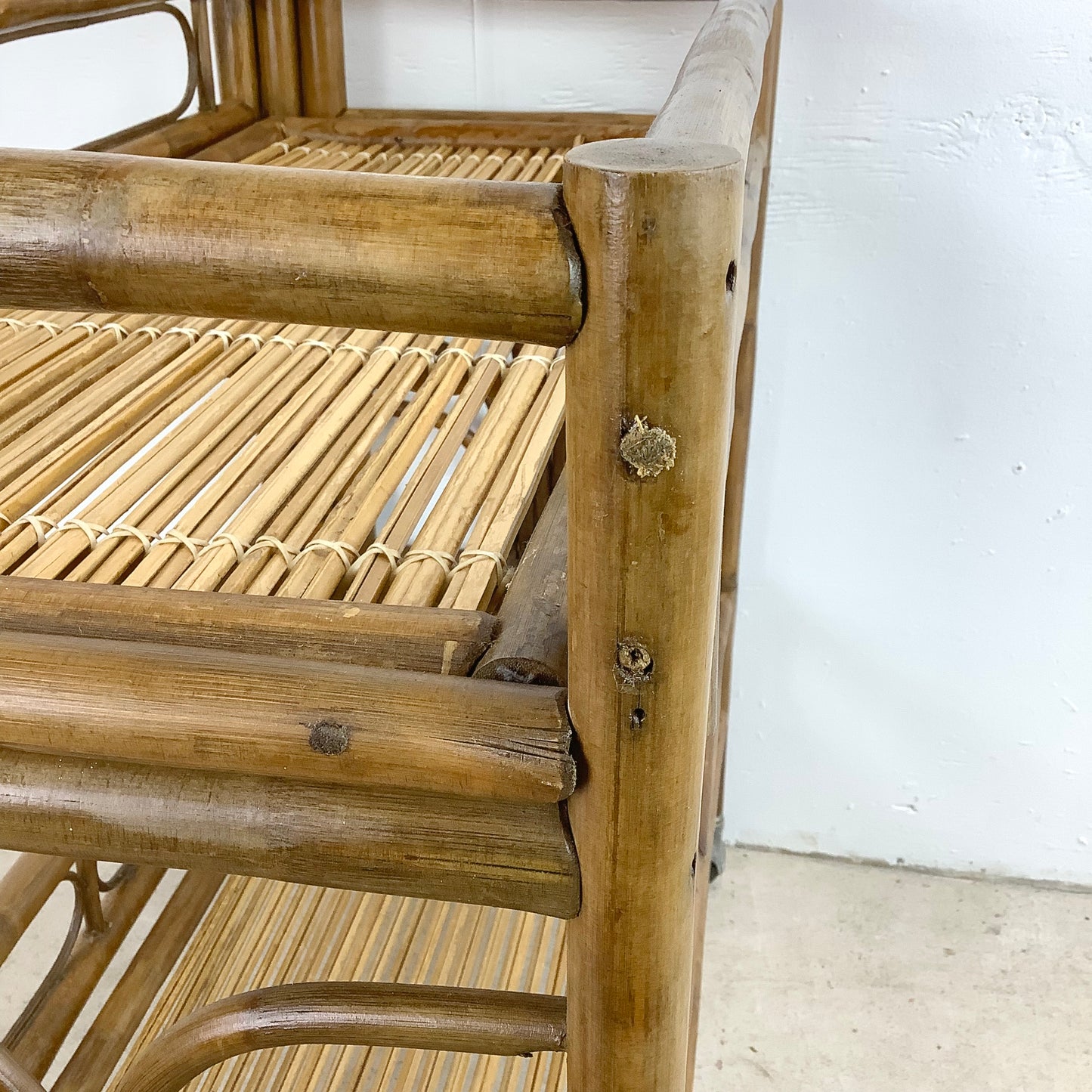 Vintage Boho Modern Bamboo Bar Cart