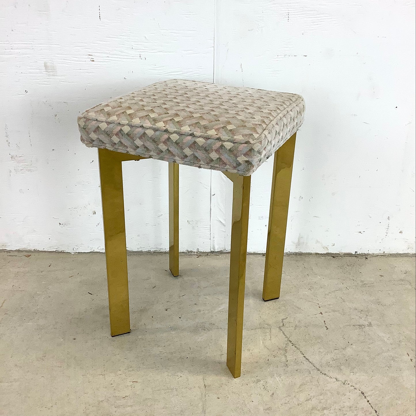 Mid-Century Brass Vanity Stool