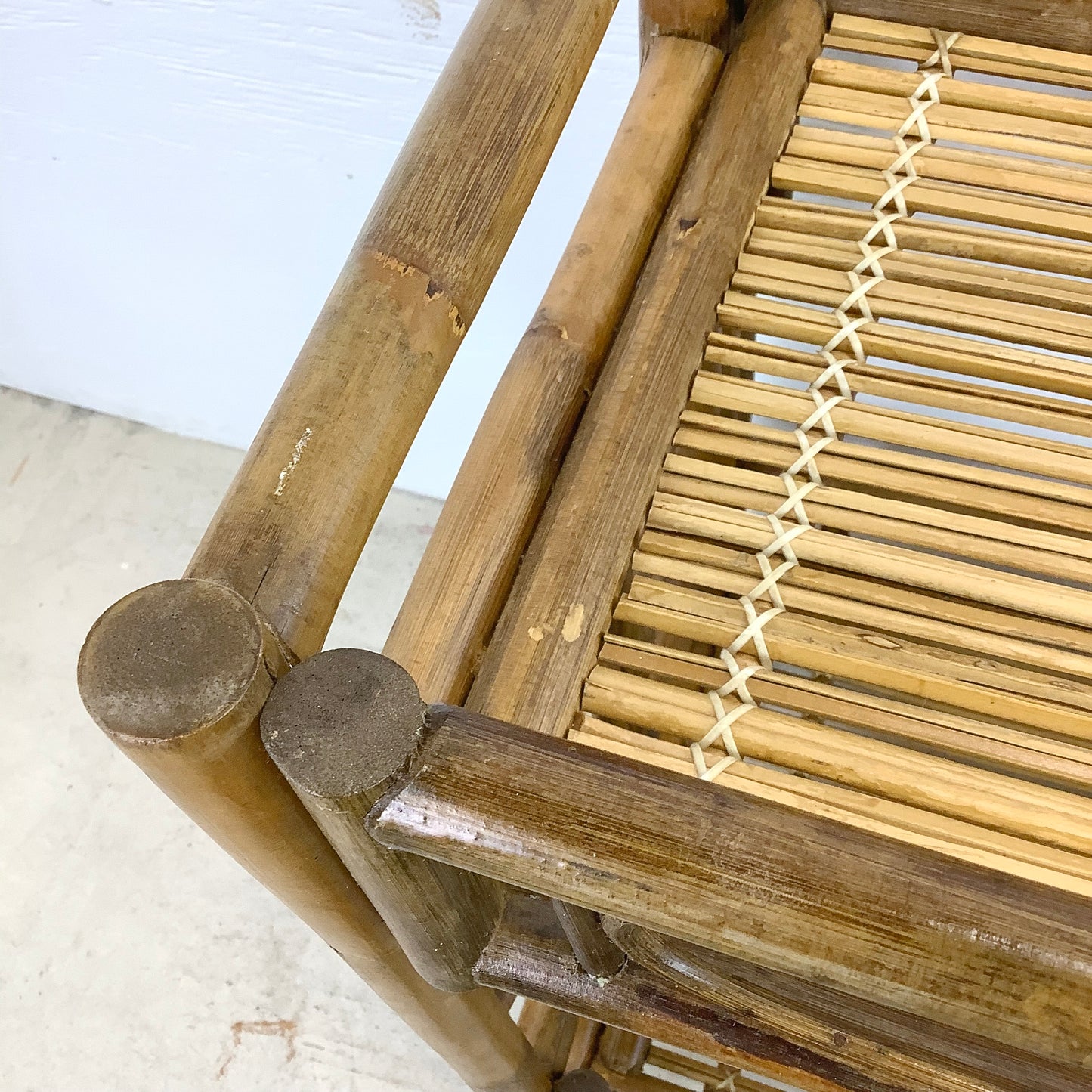Vintage Boho Modern Bamboo Bar Cart