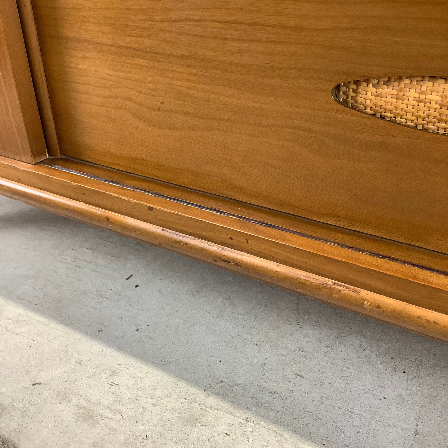 Large Mid-Century Walnut and Cane Dresser by Cavalier Furniture