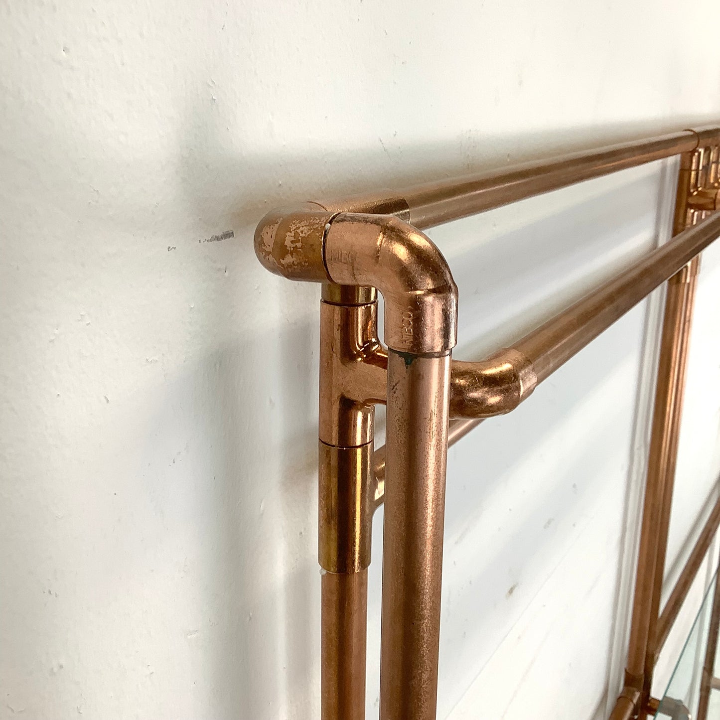 Unique Copper Pipe Baker's Rack with Glass Counter