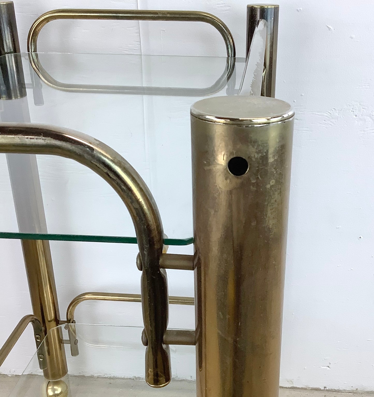 Vintage Modern Brass Finish Bar Cart