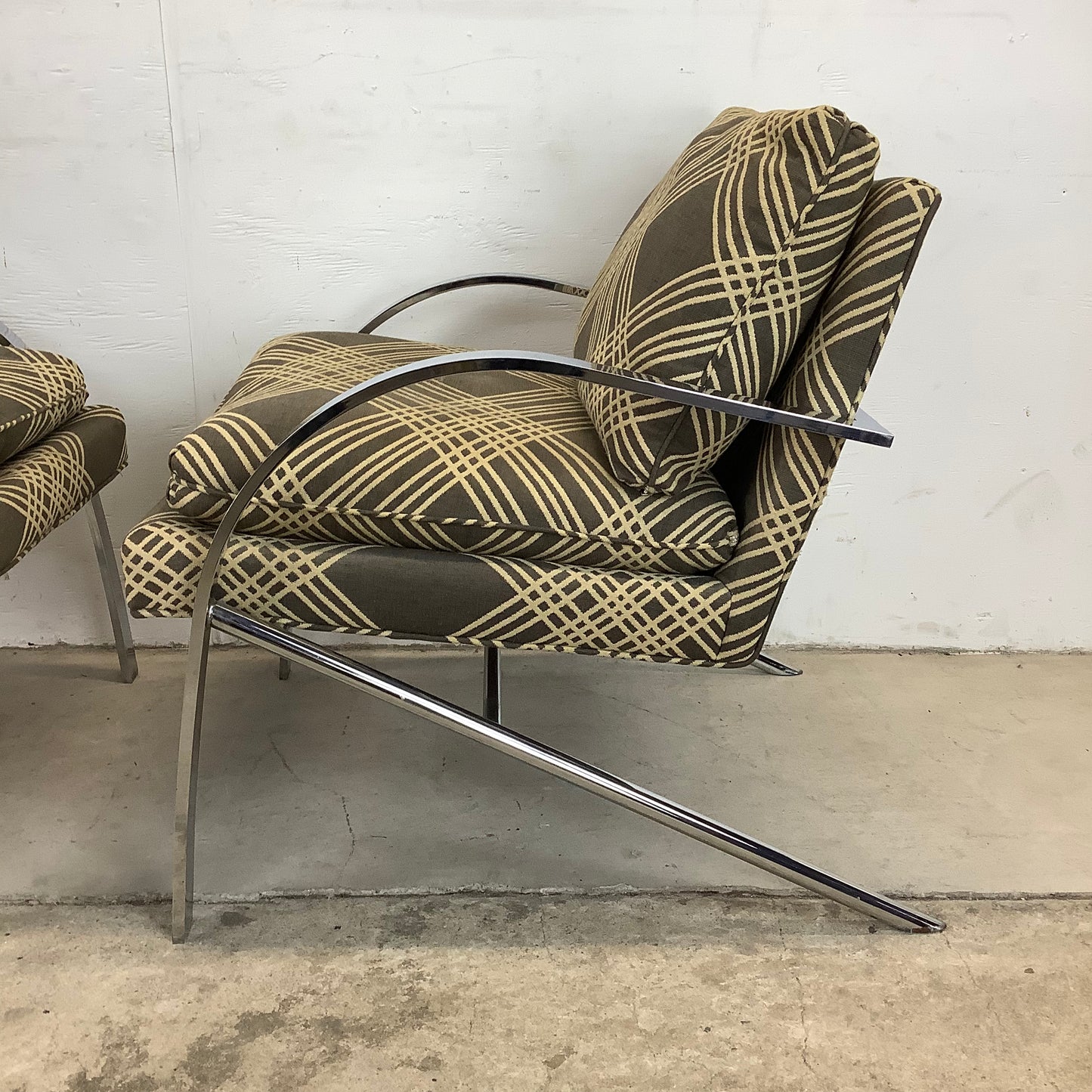 Pair of Mid-Century Chrome "Arco" Lounge Chairs attr. Paul Tuttle