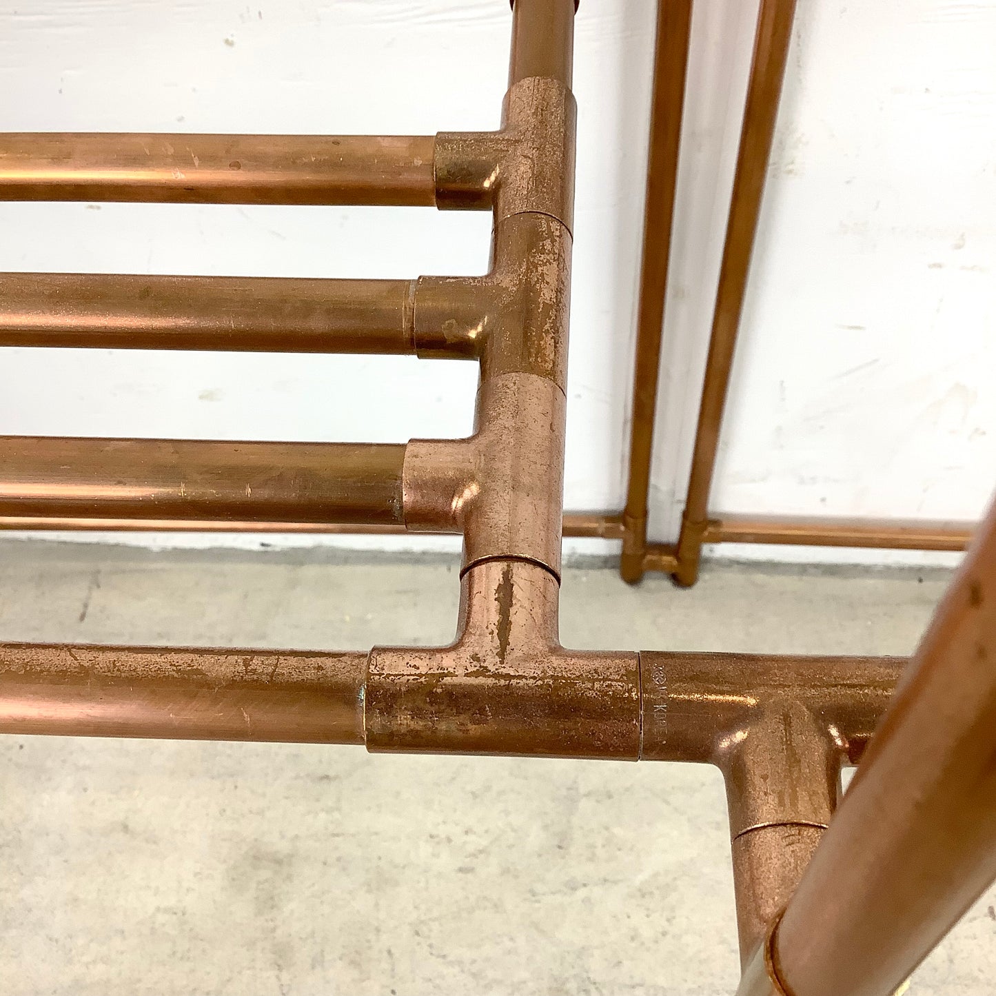 Unique Copper Pipe Baker's Rack with Glass Counter