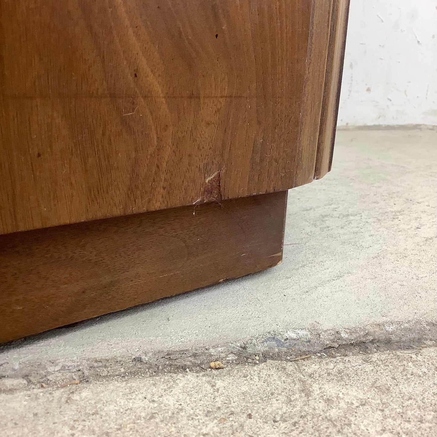 Vintage Mid-Century Circular End Table Cabinet- Walnut Finish