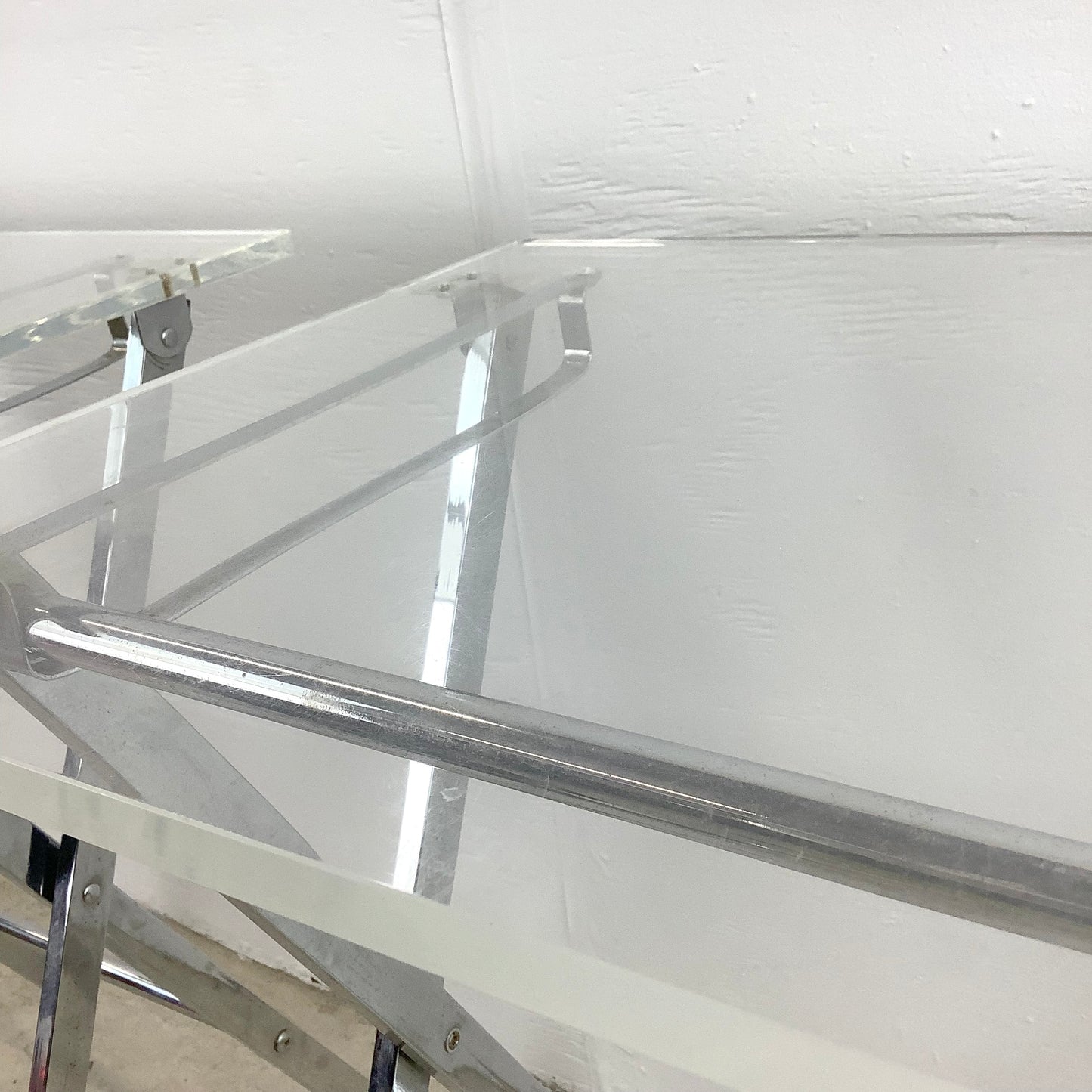 Mid-Century Lucite and Chrome Folding Tray Table- a pair