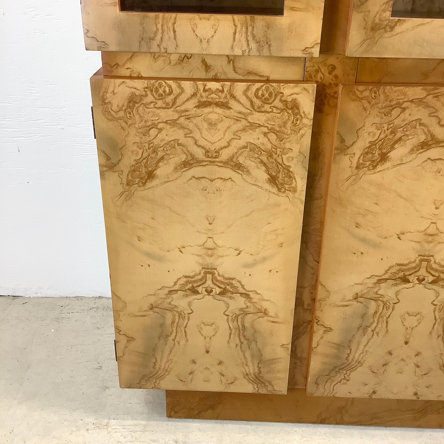 Vintage Modern Burl Style Curio Display Cabinet
