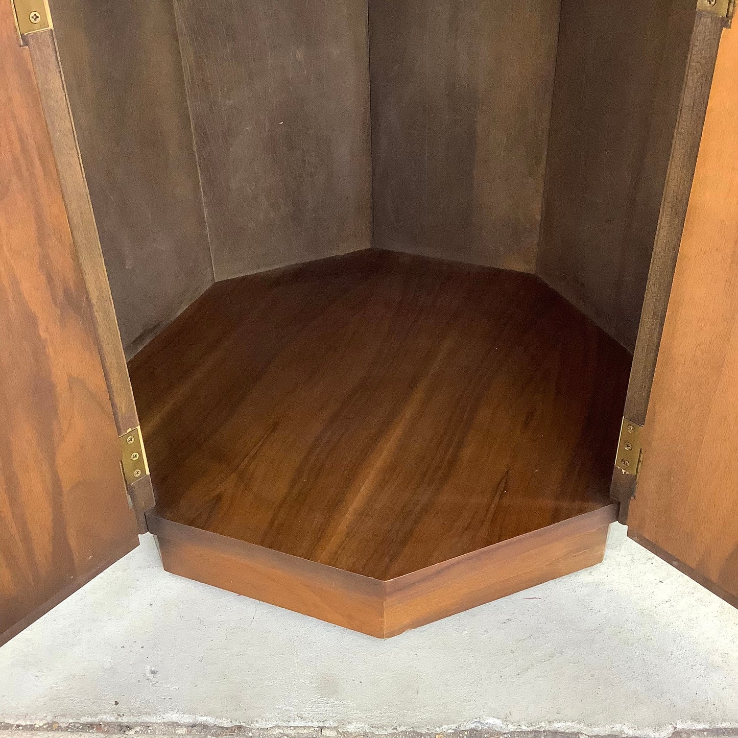 Vintage Mid-Century Circular End Table Cabinet- Walnut Finish