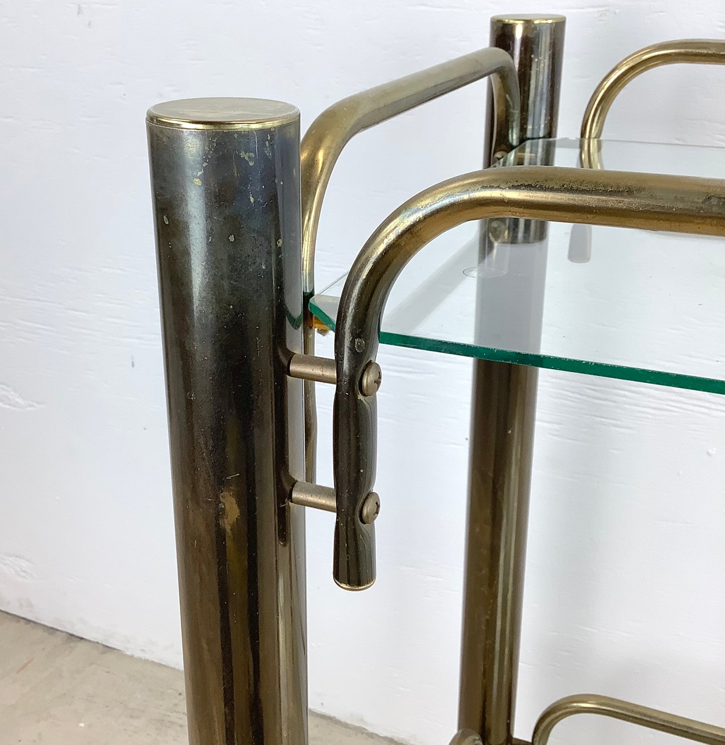 Vintage Modern Brass Finish Bar Cart
