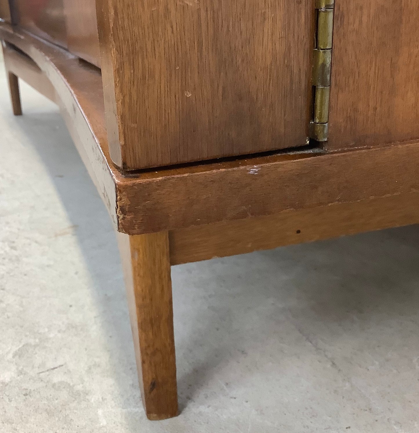 Mid-Century Curved Front Walnut Sideboard by Young Manufacturing