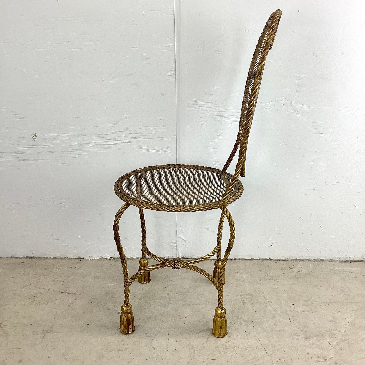 Italian Modern Heart Shaped Gilt Tassell Chair