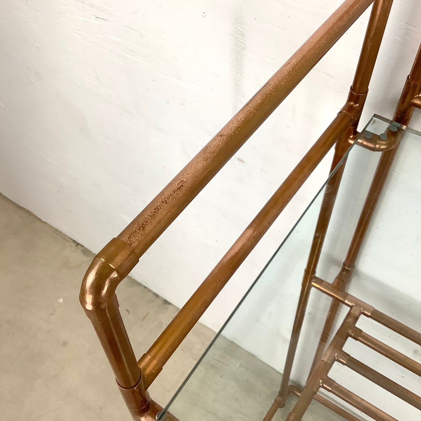 Unique Copper Pipe Baker's Rack with Glass Counter