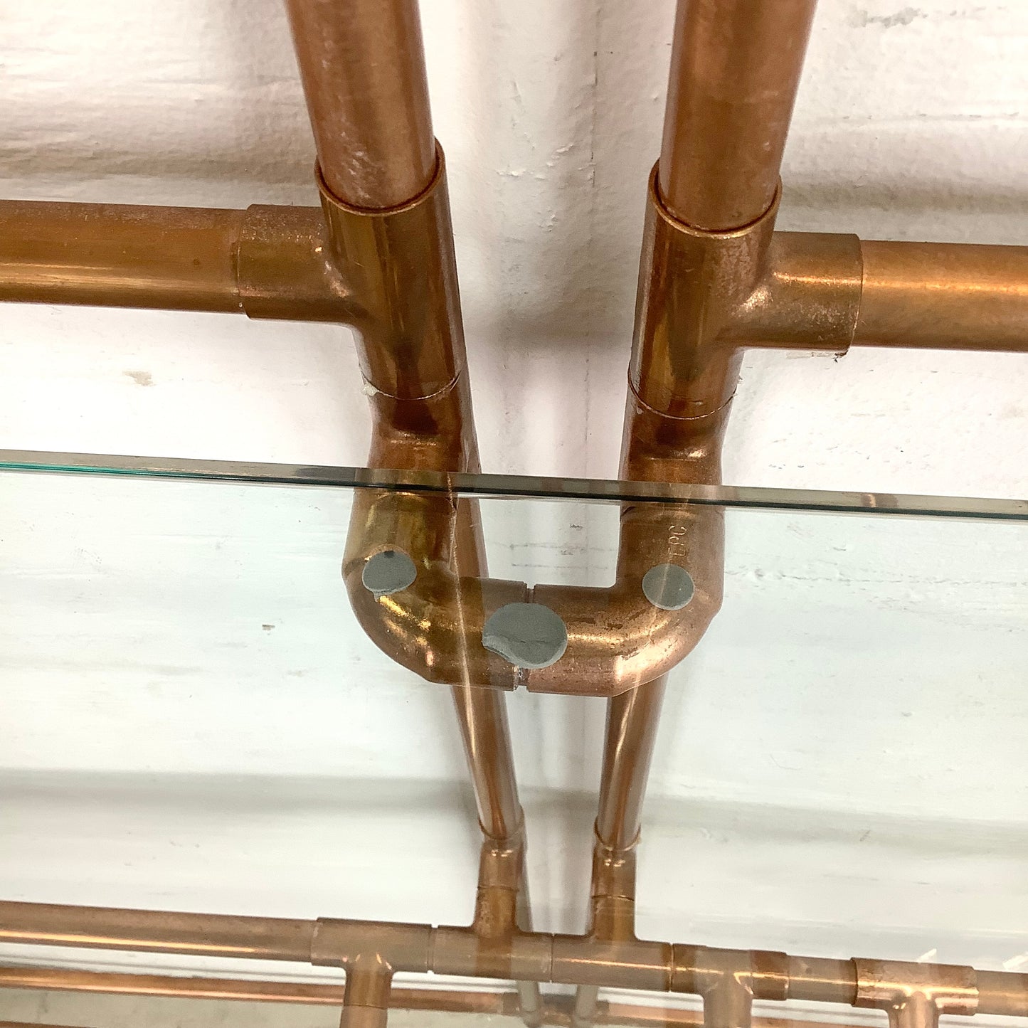 Unique Copper Pipe Baker's Rack with Glass Counter