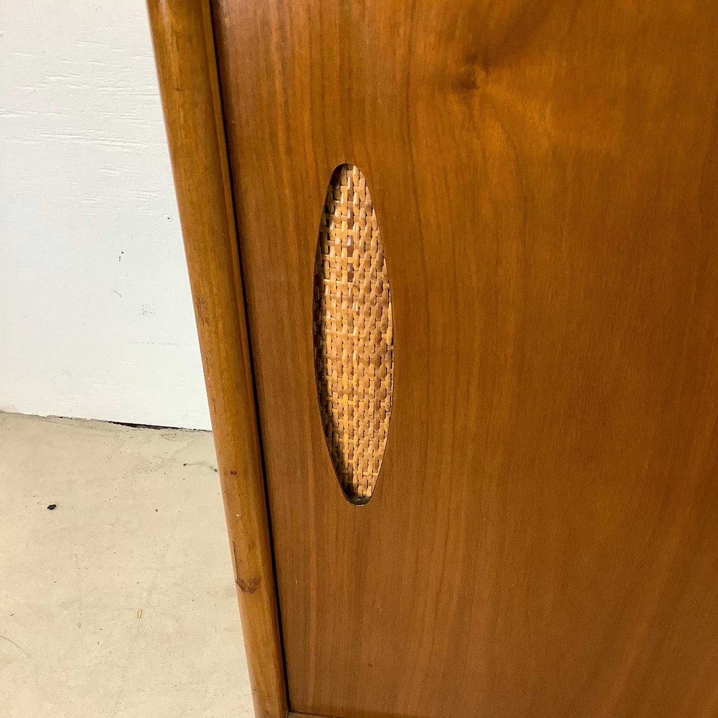 Large Mid-Century Walnut and Cane Dresser by Cavalier Furniture